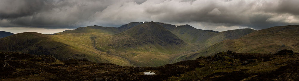 Panoramic view of mountains against sky