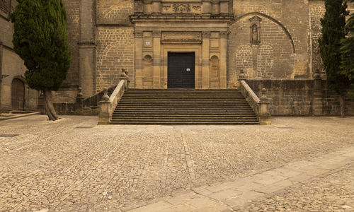 Entrance of historic building, catedral, in baeza, a medieval town in andalusia, spain