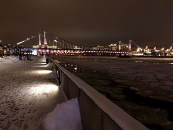 View of suspension bridge at night