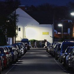 Empty parking lot at night