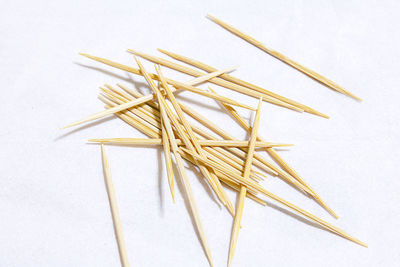 High angle view of bread against white background