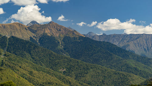 Panorama of the mountain peaks of krasnaya polyana