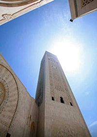 Low angle view of building against blue sky