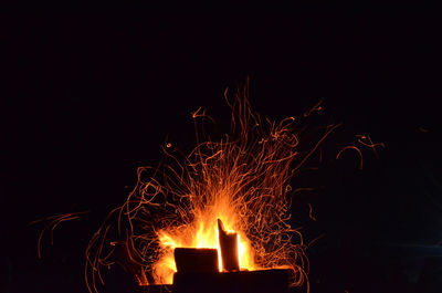 Firework display at night