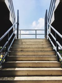 Low angle view of staircase against sky