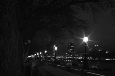 Illuminated street light at night