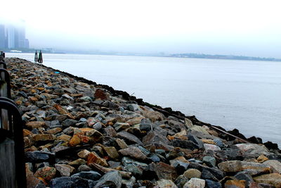 Scenic view of sea against clear sky