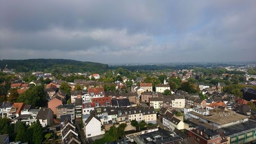 High angle view of cityscape against sky