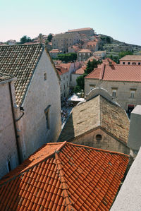 High angle view of townscape against sky