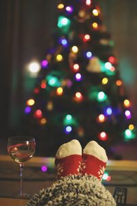 Close-up of illuminated christmas tree