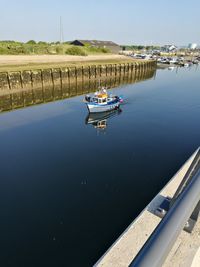 High angle view of boat on river