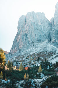 Scenic view of rocky mountains against clear sky