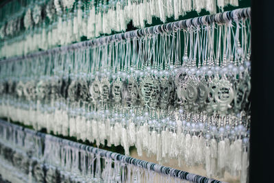 Full frame shot of glass bottles