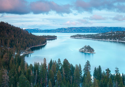 Scenic view of lake against sky