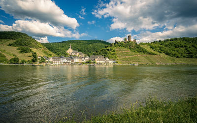 Scenic view of lake against sky