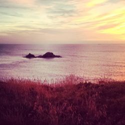 Scenic view of sea at sunset