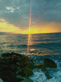 Scenic view of sea at sunset