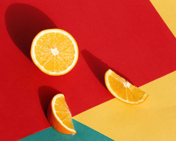 High angle view of oranges