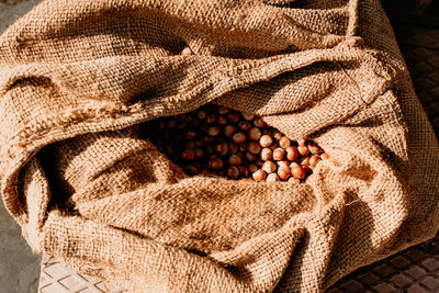 High angle view of roasted coffee beans