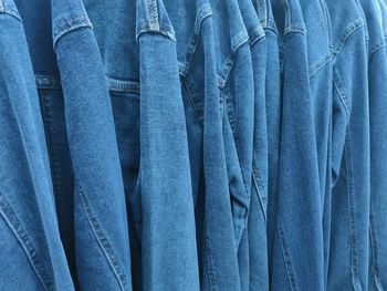 Full frame shot of blue curtain