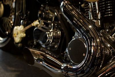 Close-up of motorcycle exhaust pipe