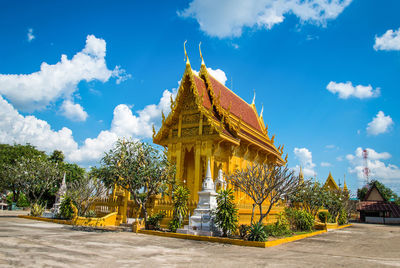 Traditional temple building against sky