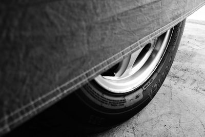 High angle view of tire tracks on street