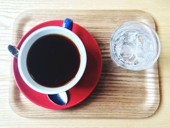 Directly above shot of coffee cup on table