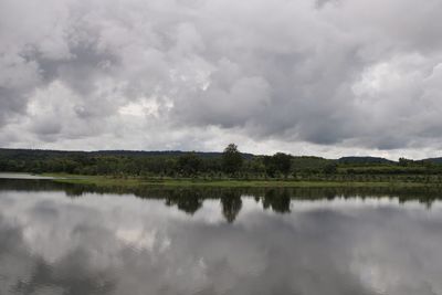 Scenic view of lake against sky