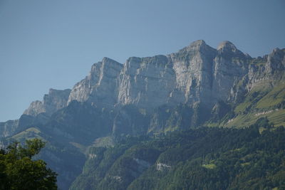 Scenic view of mountains against clear sky