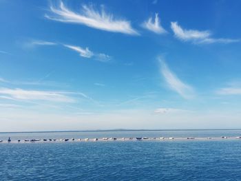 Scenic view of sea against cloudy sky