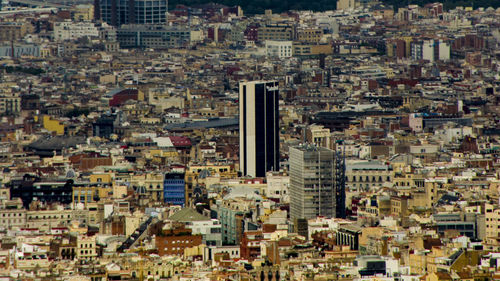 High angle view of buildings in city