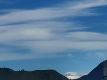 Low angle view of silhouette mountain against sky