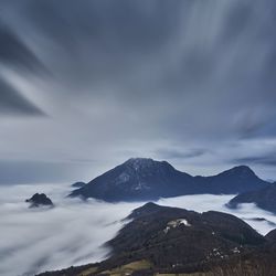 Scenic view of snow mountains against sky