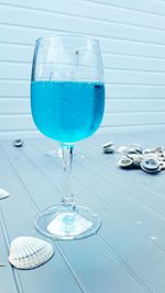 Close-up of wine glass on table