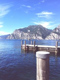 Pier over lake garda against sky