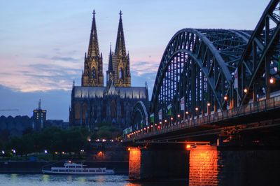 View of cologne waterfront at sunset