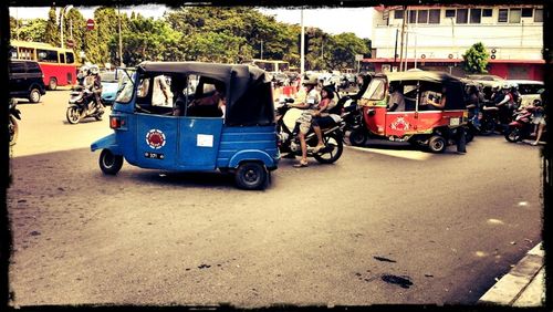 Motorcycle parked on road