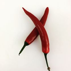 Close-up of red object over white background