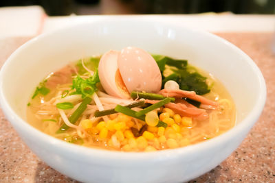 Close-up of soup in bowl