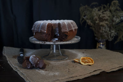 Close-up of cake on table