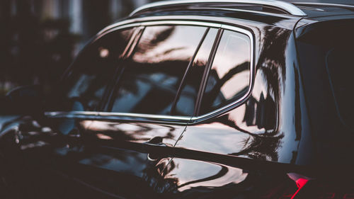 Close-up of black car