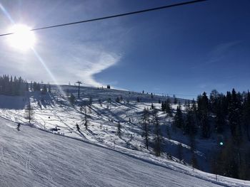 Scenic view of snow covered mountain against sky