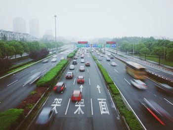 Cars moving on road