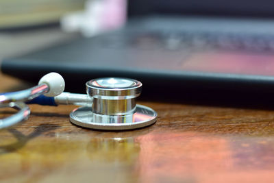 Close-up of coffee cup on table