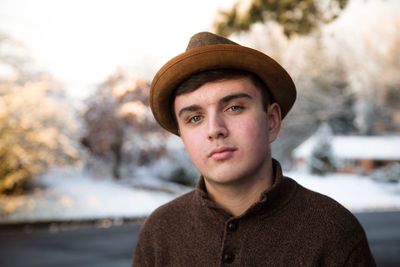 Portrait of man during winter