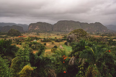 Scenic view of mountains against sky