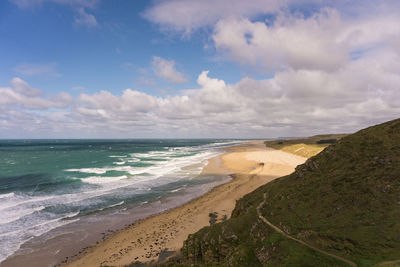 Scenic view of beach against sky