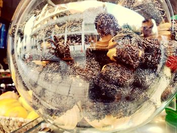 Close-up of ice cream in glass on table