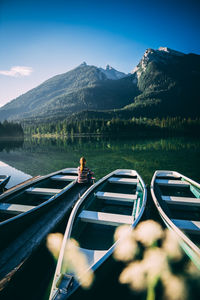 View of lake against mountains